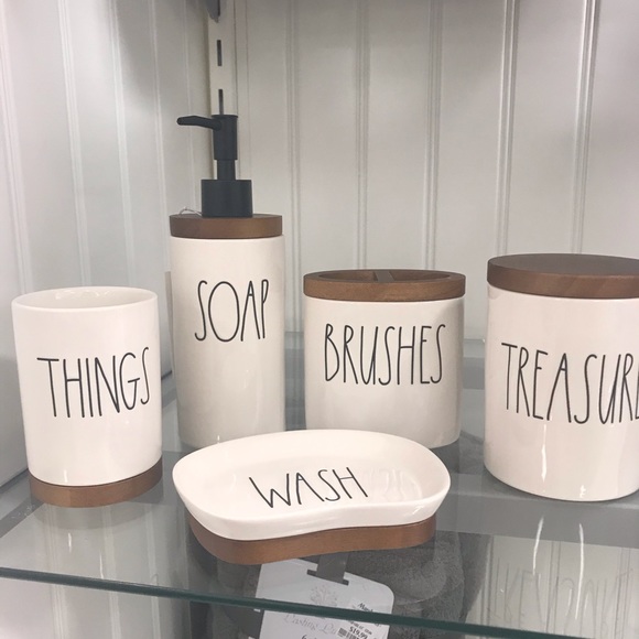 Rae Dunn Bath Rae Dunn 5pc Woodenceramic Bathroom Set Poshmark